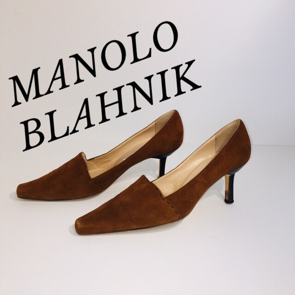 Manolo Blahnik Shoes - MANOLO BLAHNIK BROWN SUEDE POINTED TOE PUMPS